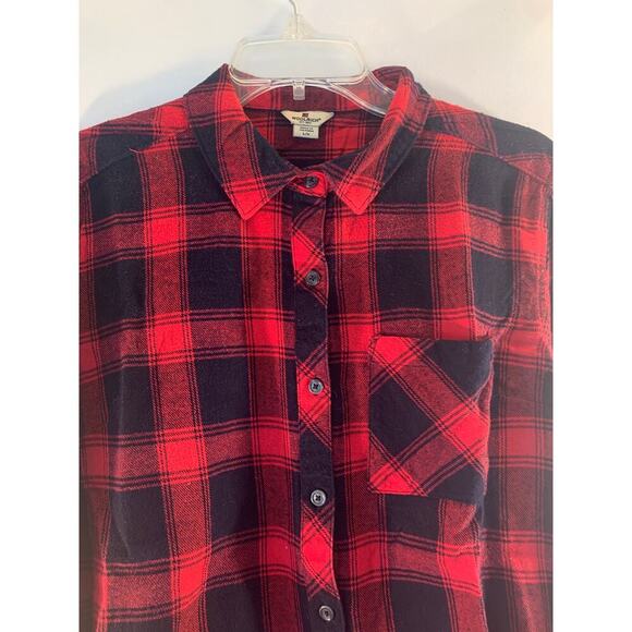 WOOLRICH Women’s Red Buffalo Plaid Casual Button Down Flannel Shirt /Size: Large - Picture 6 of 6